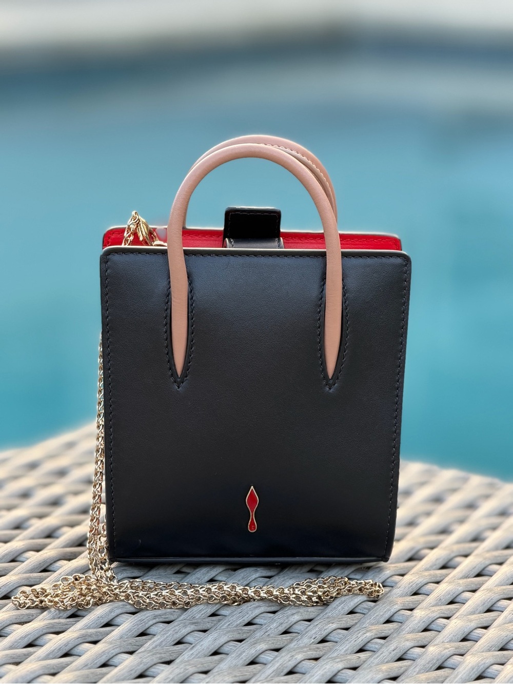 Christian Louboutin Black Nano Paloma Tote with Chain Strap